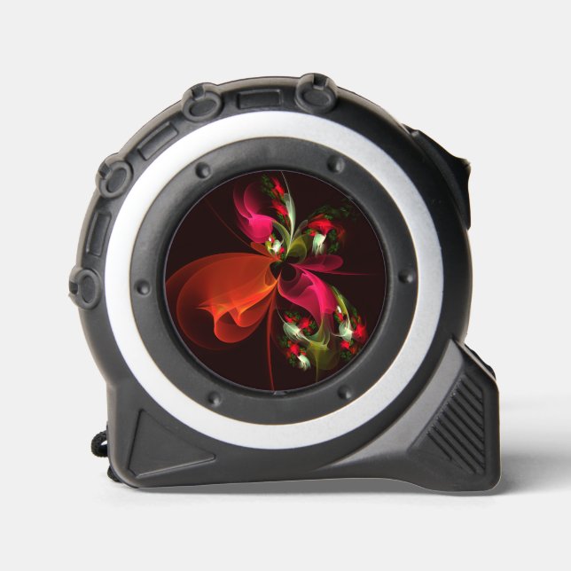 Mètre Ruban Rouge Vert Floral Moderne Art Abstrait Motif #02 (Recto)