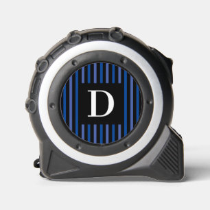 Mètre Ruban Simple rayures noires et bleues Monogramme unique