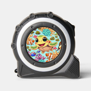 Mètre Ruban Tortue de mer Bébé heureux et mignonne personnage