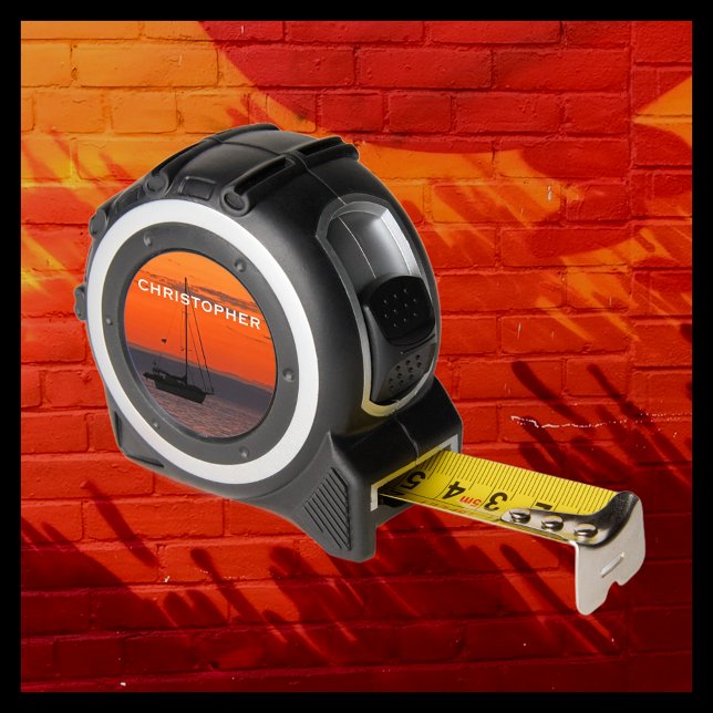 Mètre Ruban Voilier, Ciel de coucher de soleil orange, Nom, Ou (Créateur téléchargé)