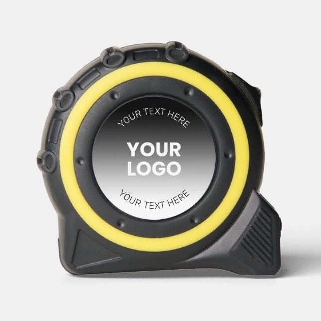 Mètre Ruban Votre logo | Dégradé noir & blanc moderne modifiab (Recto)