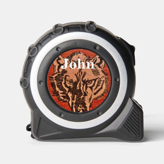 Mètre Ruban Wolf Head on Red (Recto)