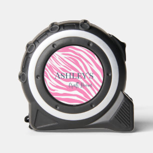 Mètre Ruban Zèbre rose moderne Nom personnalisé Mesure de band