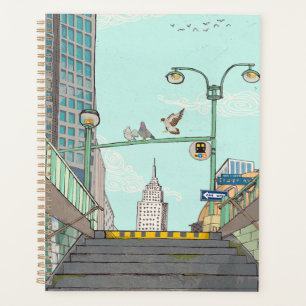 Métro Arrêt Manhattan NYC Illustration Whimsical