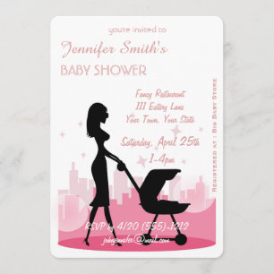 Metro City Girl Modern Baby Shower Invitations