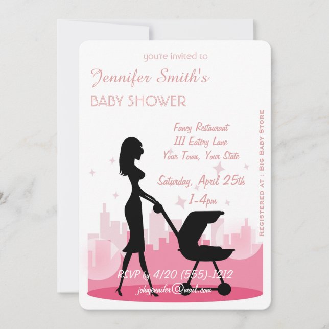 Metro City Girl Moderne Baby Shower Invitations (Devant)