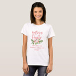 Métron rose d'honneur t-shirt d'aquarelle fleurie<br><div class="desc">Aquarelle rose floral Matron d'honneur mariage cadeau cadeau t-shirt fiançailles. Le cadeau parfait pour votre ami frère mère papa tante oncle fille fille fils neveu grand-père grand-père. Sur le texte de script tendance et les graphiques d'aquarelle modernes. Un maillot de bain parfait pour bachelorette/nuptiale, ou une façon réfléchie de devenir...</div>