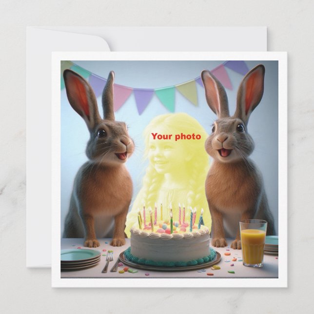 Mets mon visage dans l'image, carte aux lièvres et (Devant)