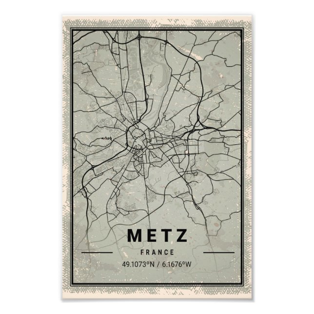 Metz france map print poster canvas (Devant)
