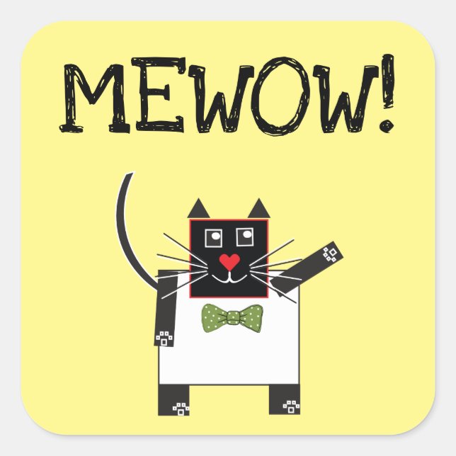 MEWOW STICKERS Carré Chat autocollants personnalis (Devant)