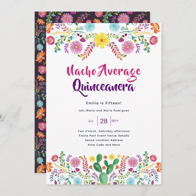 Mexicaine FIESTA Bridal Shower Invitation Folk Art (Devant / Derrière)