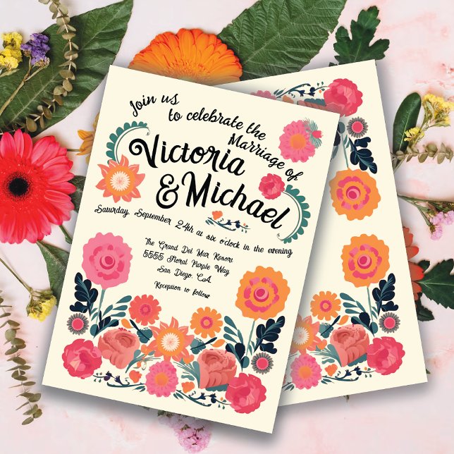Mexicaine Fiesta Folkart Floral invitations de mar (Créateur téléchargé)