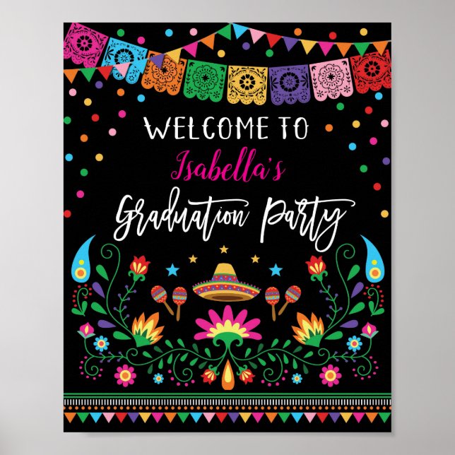 Mexican Fiesta Graduation Party Welcome Poster (Devant)