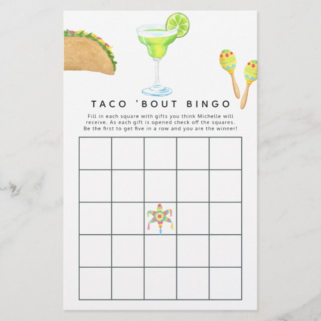 Mexican Fiesta Taco 'bout Love Bingo (Devant)