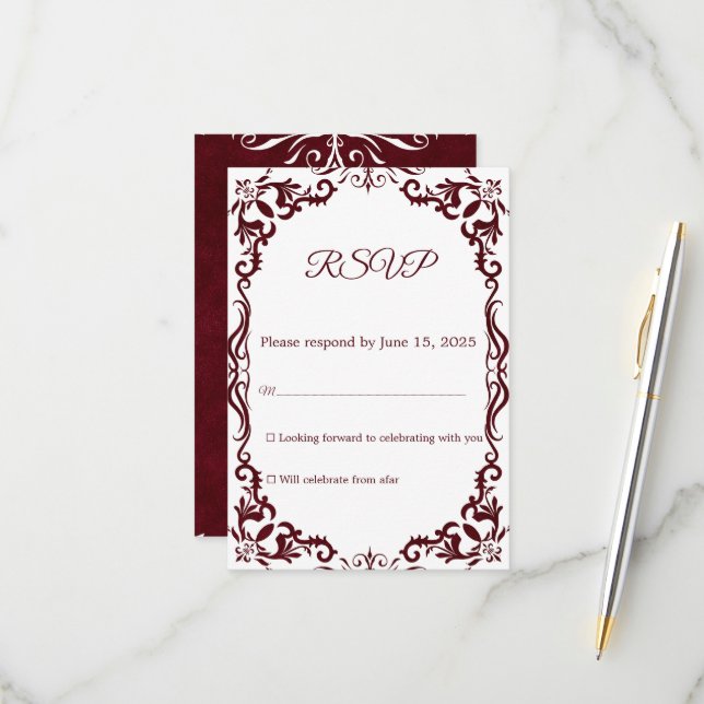 Mexican Papel Picado Wedding RSVP Card (Devant/Arrière en situation)