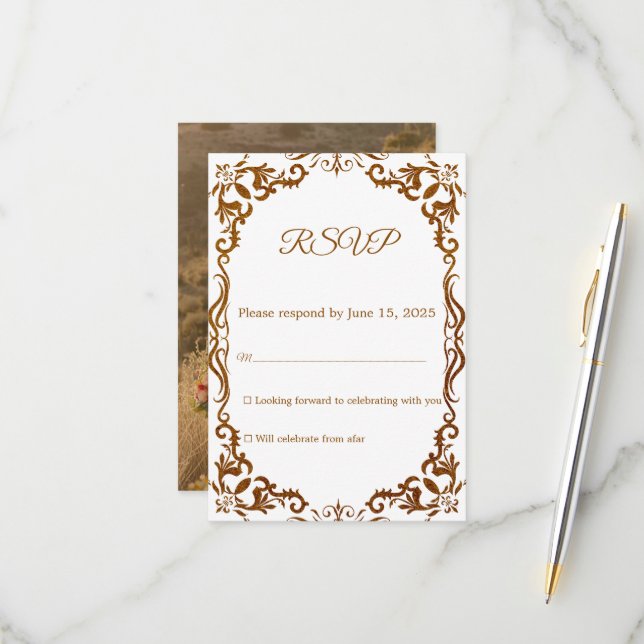 Mexican Papel Picado Wedding RSVP Card (Devant/Arrière en situation)