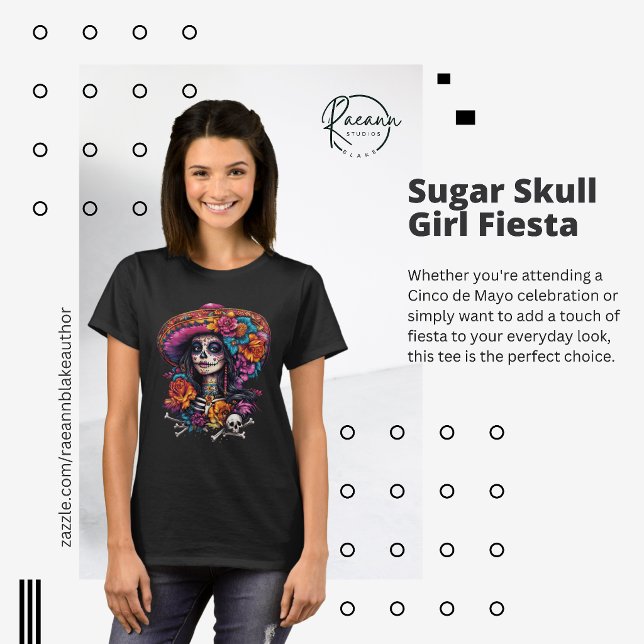Mexican Sugar Skull Girl Fiesta T-Shirt (Créateur téléchargé)