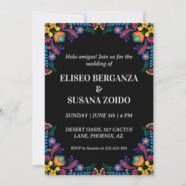 mexico floral mexicaine invitations de mariage (Devant)