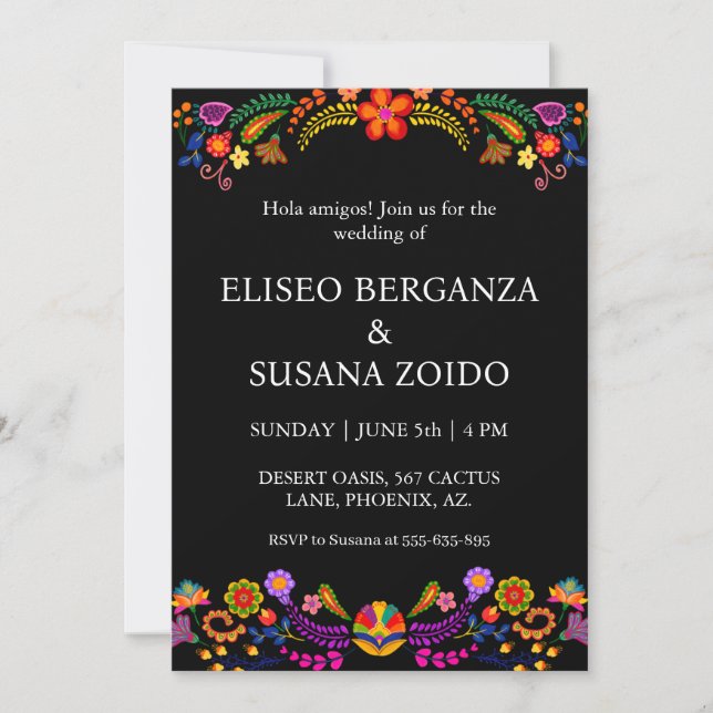 mexico floral mexicaine invitations de mariage (Devant)