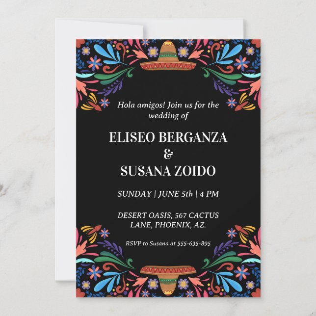 mexico floral mexicaine invitations de mariage (Devant)