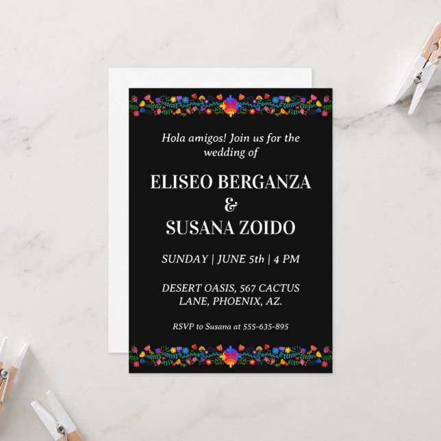 mexico floral mexicaine invitations de mariage (Devant/Arrière en situation)