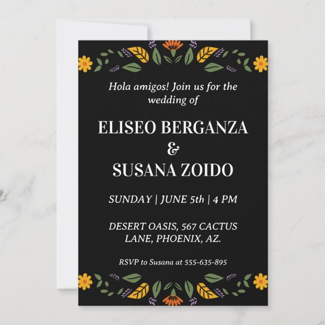 mexico floral mexicaine invitations de mariage (Devant)