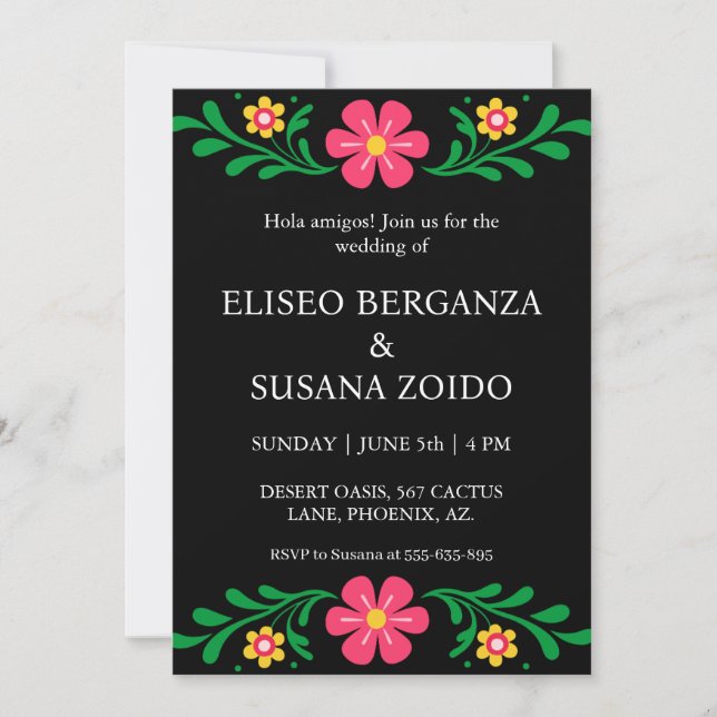 mexico floral mexicaine invitations de mariage (Devant)