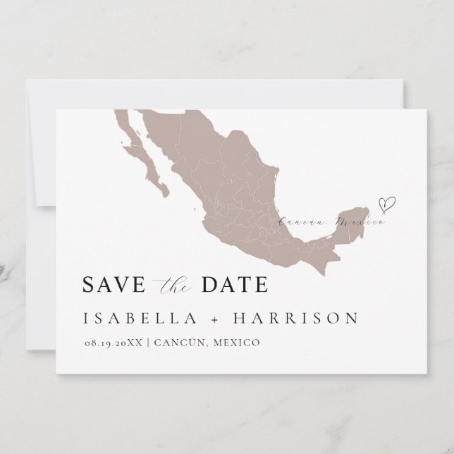 Mexico Map Save the Date Template (Devant)