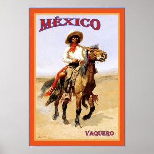 México ~ Vaquero ~ Poster Vintage voyage.