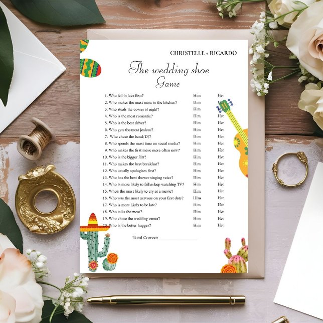 Mexique Cactus Mariage jeu de chaussures jeu carte (Créateur téléchargé)