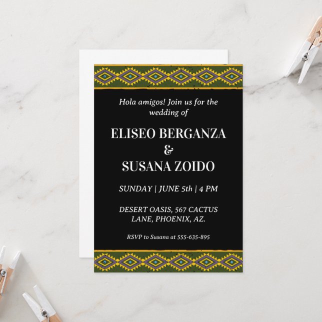 mexique coloré invitation mexicaine mariage (Devant/Arrière en situation)