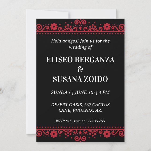 mexique coloré invitation mexicaine mariage (Devant)