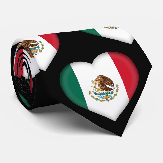 Mexique Drapeau couleurs Motif de coeur Cravate (Roulé)