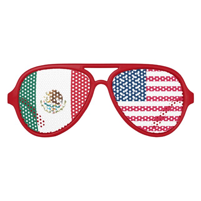 Mexique et États-Unis Drapeaux Lunettes de soleil (Devant)