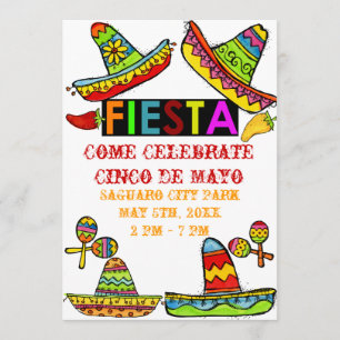 Mexique Fiesta Cinco de Mayo Invitations Blanc
