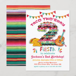 Mexique Fiesta Taco Deux Anniversaire Invitation