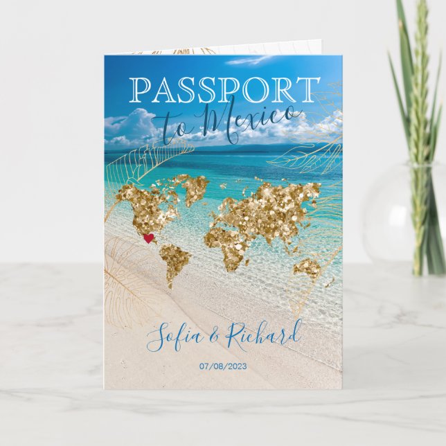 Mexique Mariage Destination Carte de passeport Cod (Devant)