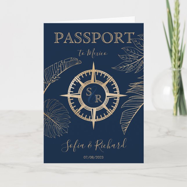 Mexique Mariage Destination Passport Carte du mond (Devant)
