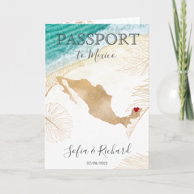 Mexique Mariage Destination Passport Carte du mond (Devant)