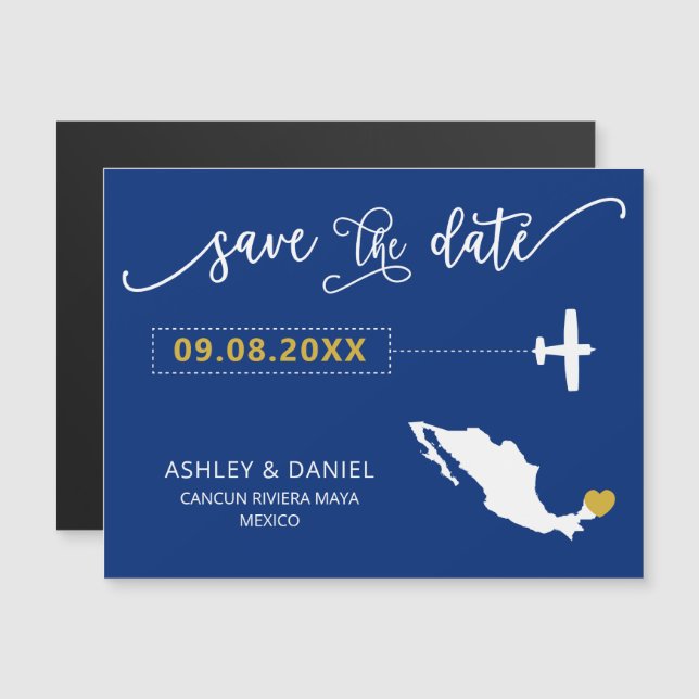 Mexique Mariage Enregistrer la carte de date, Cart (Devant / Derrière)