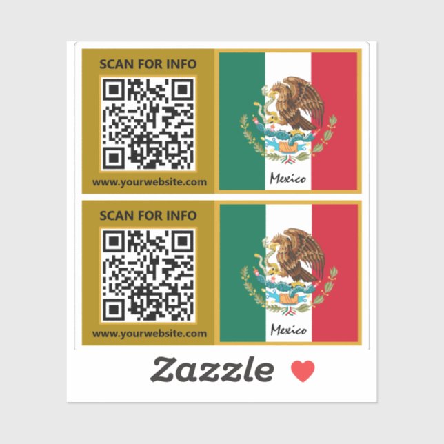 Mexique Stickers de code QR moderne, drapeau mexic (Feuille)
