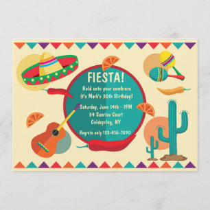 Mexique Thème Anniversaire Fête Invitation