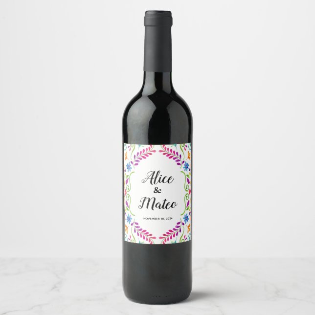 Mexique Thème Mariage Vin bouteille Étiquettes (Devant)