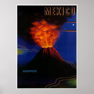 Mexique Volcano Paricoutine Poster vintage restaur