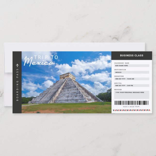 Mexique Voyage Pass Voyage Vacances Ticket (Devant)
