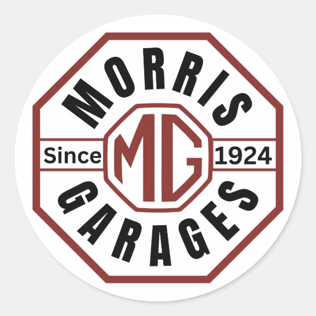 MG Morris Garages Stickers Classic Round (Devant)
