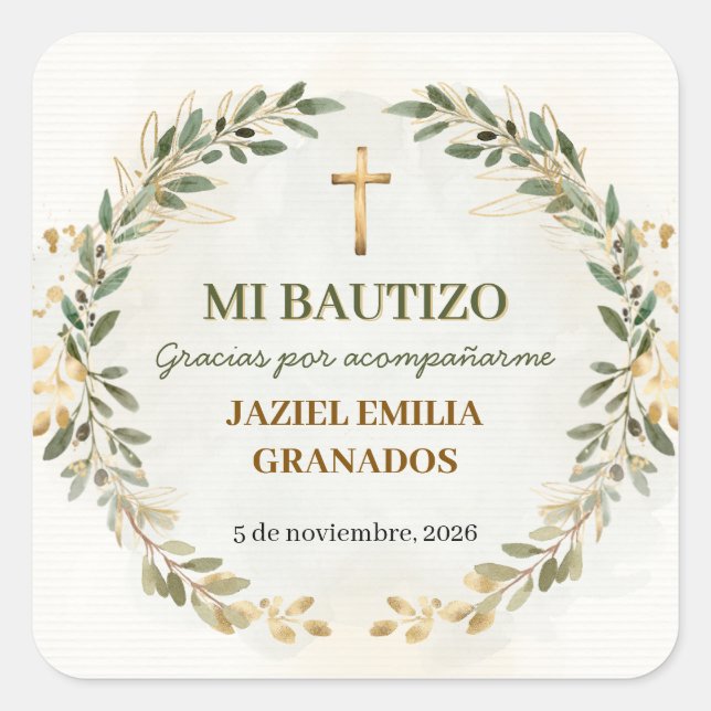 Mi Bautizo Stickers Personalized Baptism Labels (Devant)