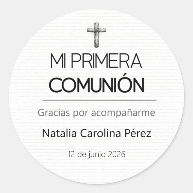 Mi Primera Comunion Spanish Favor Stickers Labels (Devant)
