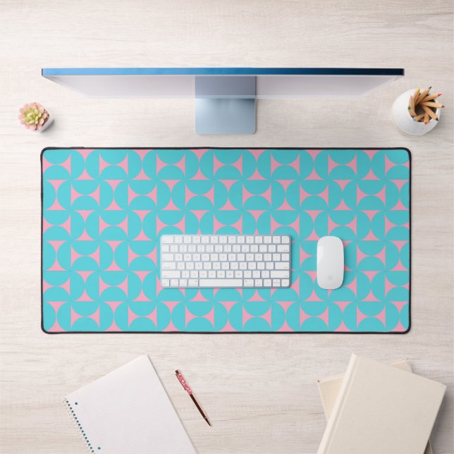 Mi-siècle Calme Pastel Bébé Bleu & Rose Formes (Bureau 1)
