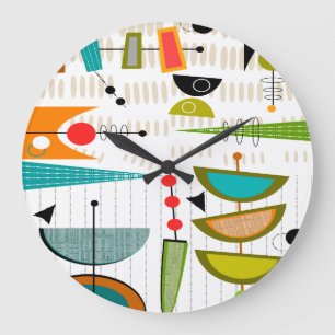 Mi-siècle Horloge moderne Demi-Ovales 35